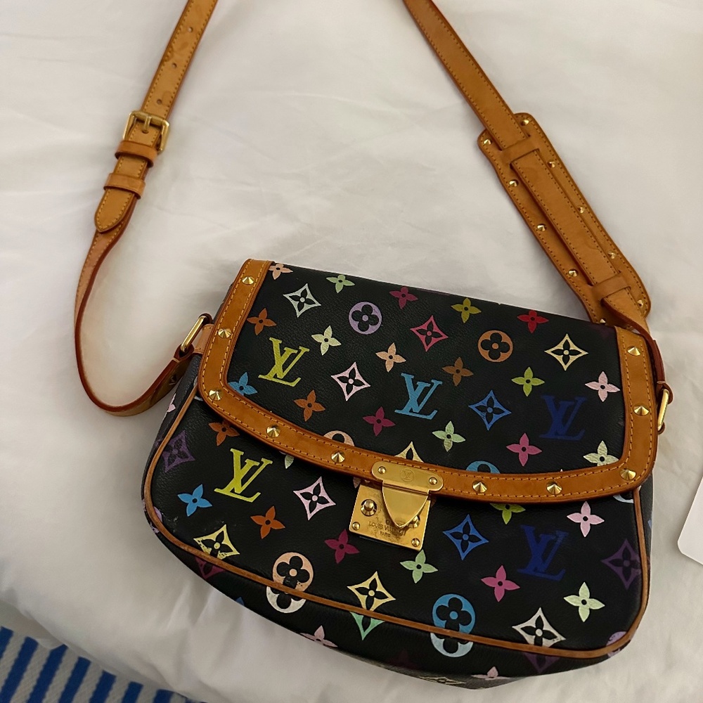 LOUIS VUITTON Black Monogram Multicolor Sologne Bag